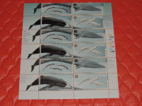 Sheet of twelve 46-cent Canadian stamps featuring whales