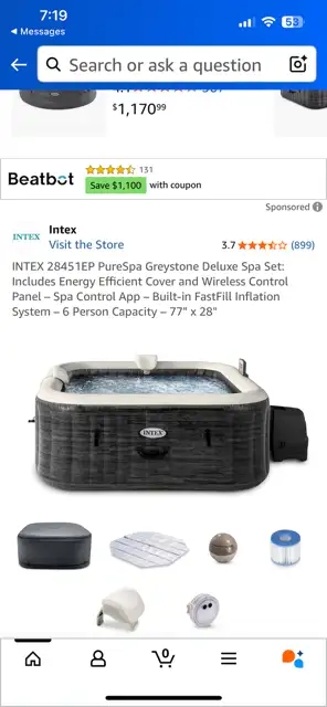 Intex Inflatable Hot Tub. 6 person.63234654083969121