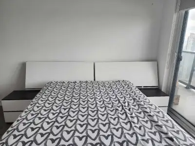 Queen bed with headboard, View more