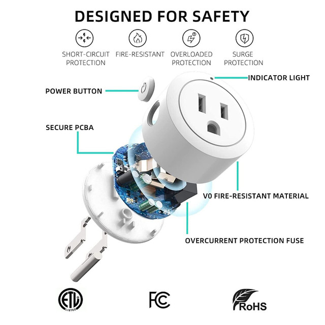 Smart Socket WiFi 4 Pack White YX-WS01 Smart Plug Alexa Google in Other in City of Toronto - Image 3