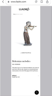 Lladro Bohemian Melodies Figurine ,Mint Condition!