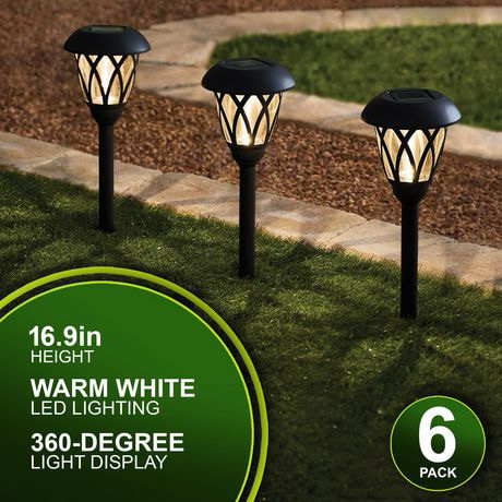 Mainstays 8 Lumen Solar Outdoor Lattice Pathway Lights, 6 Pack in Outdoor Lighting in Calgary - Image 3