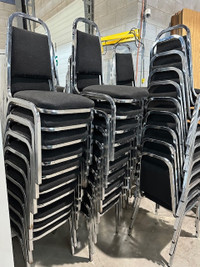 Black Stacking Banquet Chairs with Chrome Legs