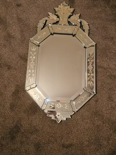 21" X39" LARGE VINTAGE Venetian cushion shaped mirror, View more