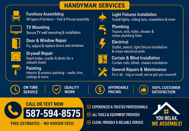 Handyman Services | TV Mounting | Furniture Assembly | Cleaning in Renovations, General Contracting & Handyman in Edmonton - Image 5