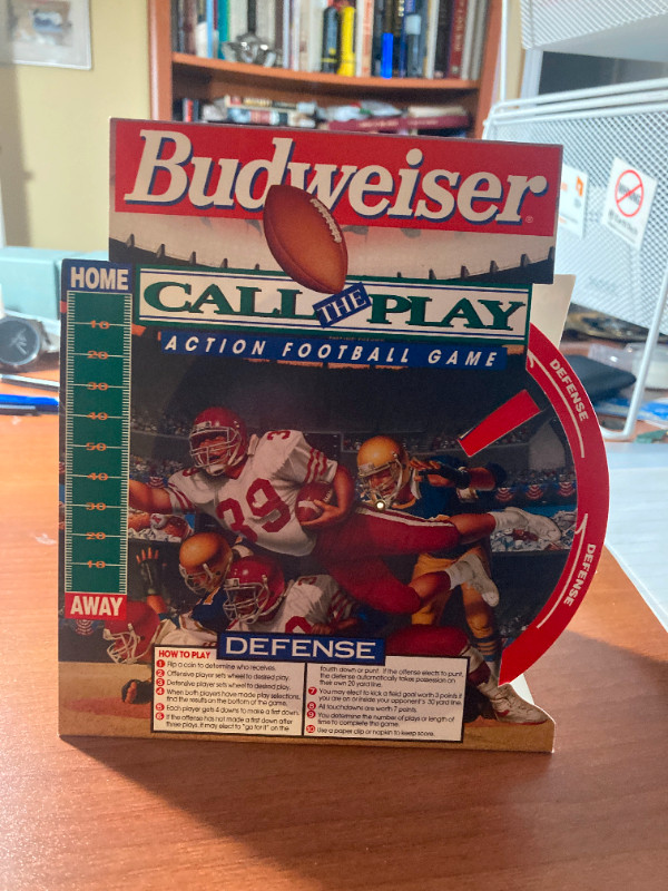 Budweiser Call the Play Action Football Game Table Tent. in Arts & Collectibles in Mississauga / Peel Region - Image 3