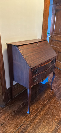 Antique Solid oak flip down secretary desk