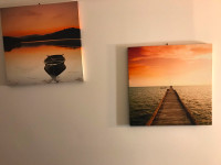 Wall art- matching sunset on the lake canvasses.