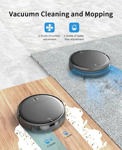 $99 New open box Robot Vacuum and Mop Combo, 2 in 1 Mopping Robot Vacuum Cleaner with Schedule, Wi-F...