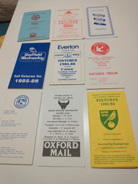 Nine 1980s English Football League fixtures/pocket schedules