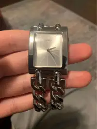 GUESS Women's Silver-Tone Multi-Chain Bracelet Watch