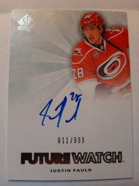 Autographed Future Watch Justin Faulk #/999 2011-12 SP Authentic