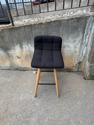 Black Upholstered Bar Stool Wood Legs, View more