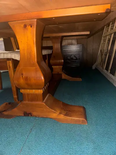 Solid pine wood dining table and 4 chairs, View more