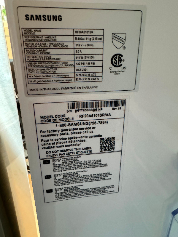 SAMSUNG Stainless Steel 3-door French Door Refrigerator LIKE NeW in Refrigerators in Vancouver