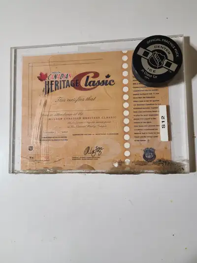Heritage Classic collectible, a piece of the plexi-glass from the NHL owned rink at the first, Herit...