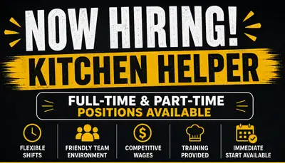 Fulltime and Part time kitchen helper available, View more