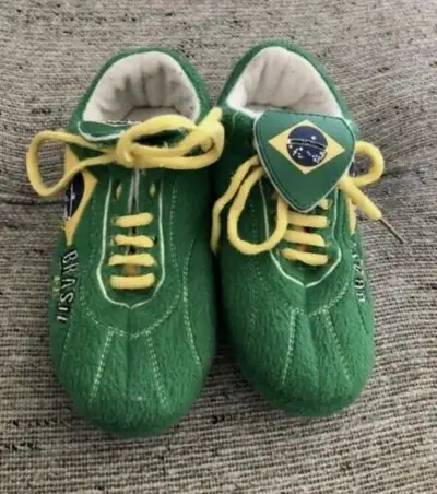 Sloffie Soccer Slippers Brazil Size XXS Toddler Size 10 to 12. , View more