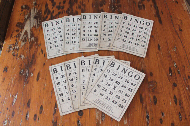 Box Lot of 10 Old Bingo Cards - Great For Display in Arts & Collectibles in London