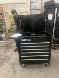 Sunex 35 inch full drawer service cart with folding table
