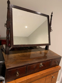 Antique Victorian mahogany table top dresser mirror.