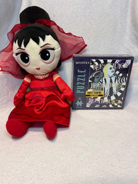 Beetlejuice Lydia plush+Unopened puzzle (HOT TOPIC EXCLUSIVES)