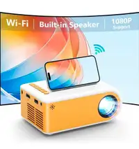 720P HD WIFI Mini projector with built-in speakers and remote