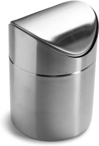 Trash Can Brushed Stainless Steel Wave Cover Counter