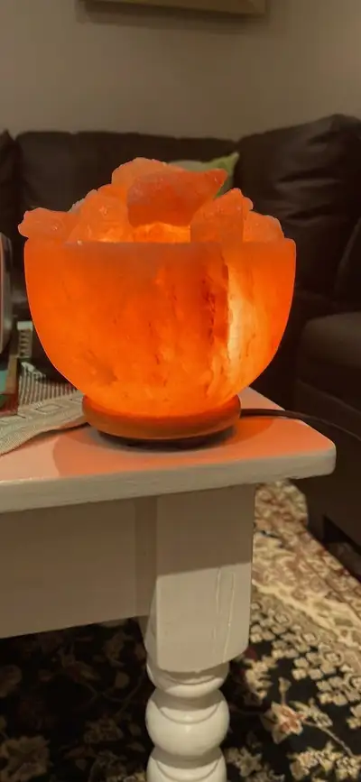 Himalayan Salt Lamp Bowl, Dimmer Cord and Classic Wood Base , View more