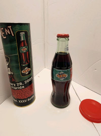 2001 Coca-Cola super bowl 35 bottle with container 