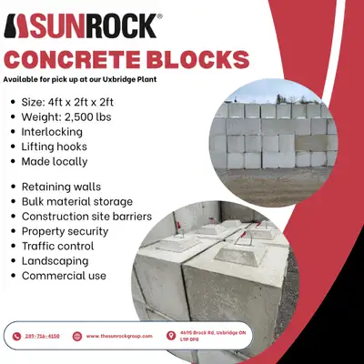 NEW CONCRETE BLOCKS – INTERLOCKING | 4x2x2 | PICKUP IN UXBRIDGE, ON Perfect for retaining walls, bar...