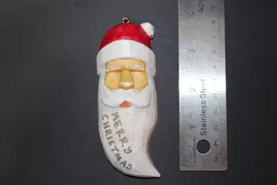 2 flat Santa Claus I carved from clear pine wood 2025. A great Christmas ornament addition to your C...