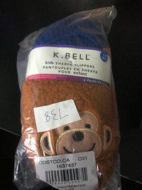 NEW K. Bell Kids' Sherpa Slippers (2 Pair) Large (13-4)