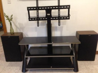 BLACK TV STAND WITH 3 GLASS SHEVLES
