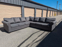 Free Delivery -Large Comfy Grey Sectional Couch Sofa 