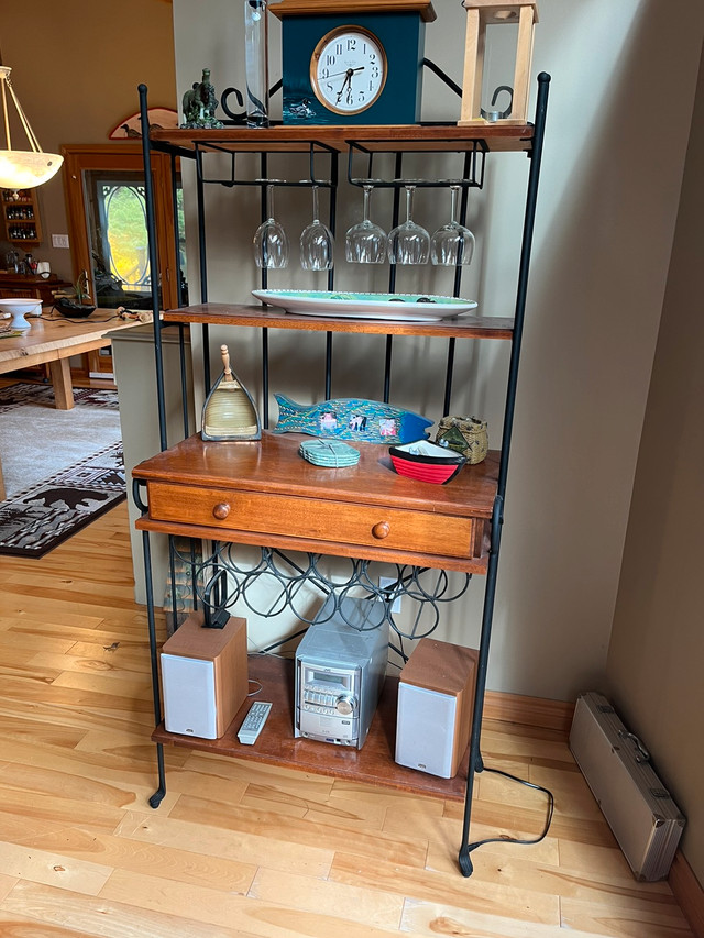Unique wood & wrought iron bar cart/wine rack serving cabinet in Hutches & Display Cabinets in Muskoka - Image 2