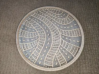 12" Ceramic Decorative Tray Plate w/ Geometric Organic Pattern, View more