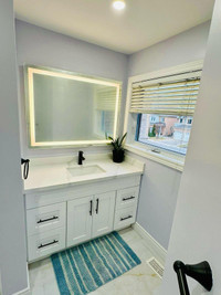 Bathroom maple wood vanity with quartz countertop 50% off