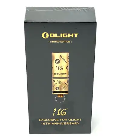 For sale is a brand new brass Olight i16/i1R 2 Pro rechargeable keychain flashlight. 180 lumens max...