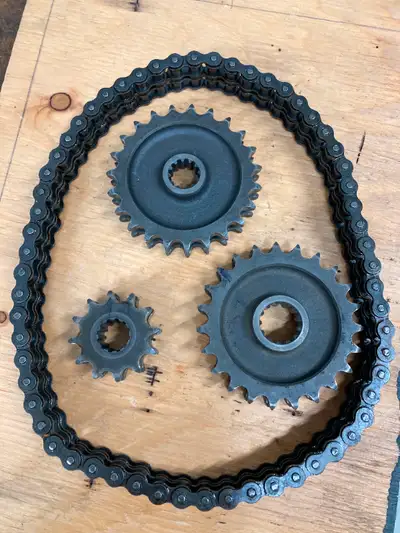 94890-07080 silent drive chain used in many sleds 2 available $50. 94880-01060 HD large double rolle...