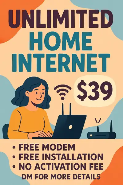 Home Internet Plan – $39 Unlimited data – Stream, browse, and game without limits High-speed connect...