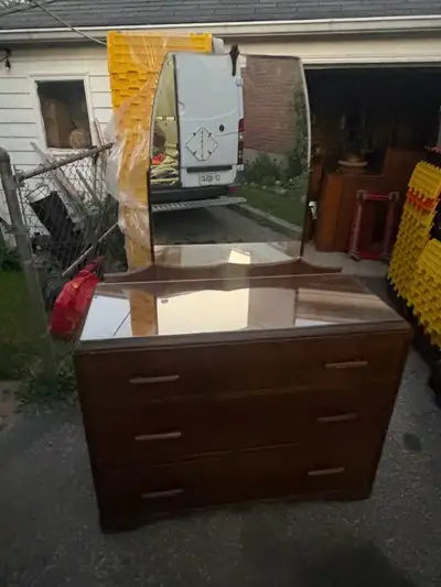 Free delivery used antique Wooden Dresser with Mirror, View more