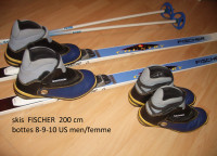 FISCHER 200 cm cross country ski de fond + bottes 8-9-10 men/fem