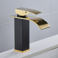 Bathroom Faucet , Black and Gold Washroom Sink Faucets