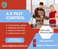 Bed bugs, cockroaches, waspas, mice, rat, ants, earwigs 
