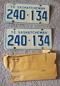 Saskatchewan 1972 plates 