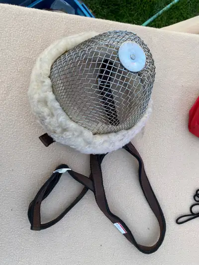 Horse muzzle, $50 Easy boot for foal, $70 Head bumper, $25 Wonder coat, sz. M, $50 each Leg wraps, 2...