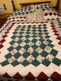 Quilted Bedspread, shams, pillow and bed skirt queen size bed