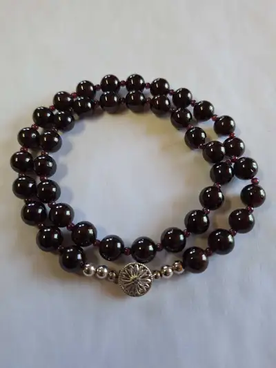 Sterling silver garnet necklace, View more