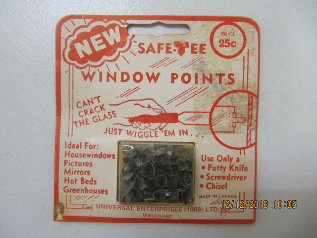 Vintage Safe Tee Window Points For Wooden Windows/Frames Cir1969 in Arts & Collectibles in Mississauga / Peel Region